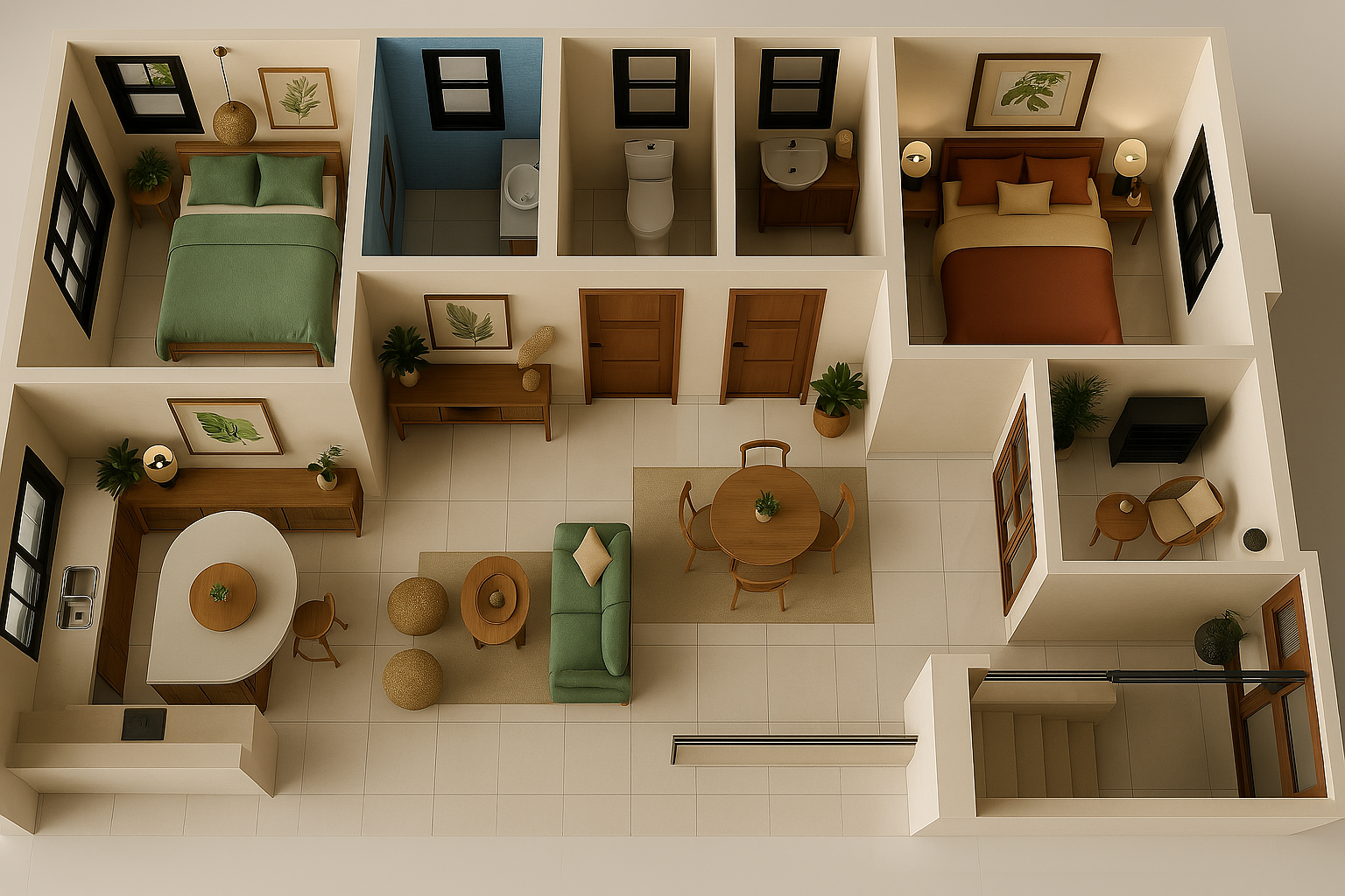 Detailed floorplan for 2 Bedroom Condo in East Legon, Accra
